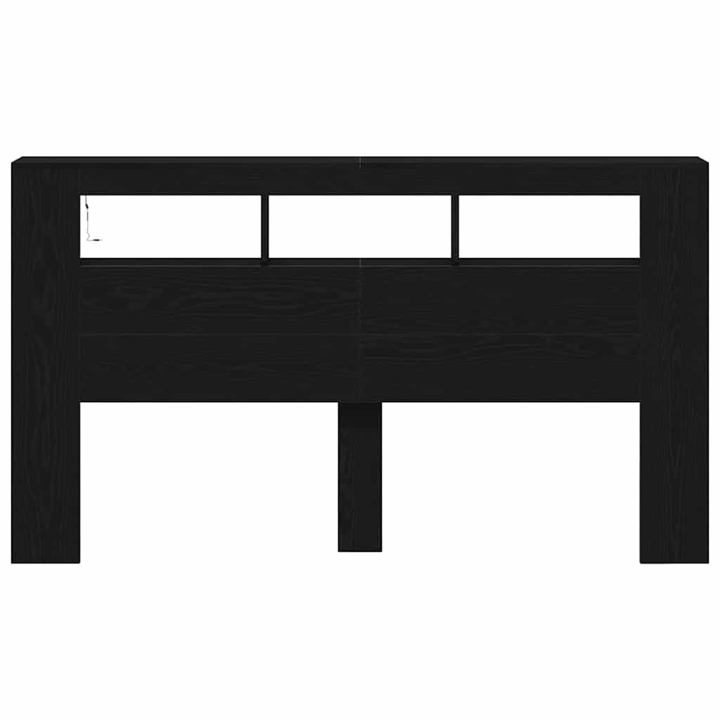 LED ágytámla Fekete tölgy Szerelt Fa