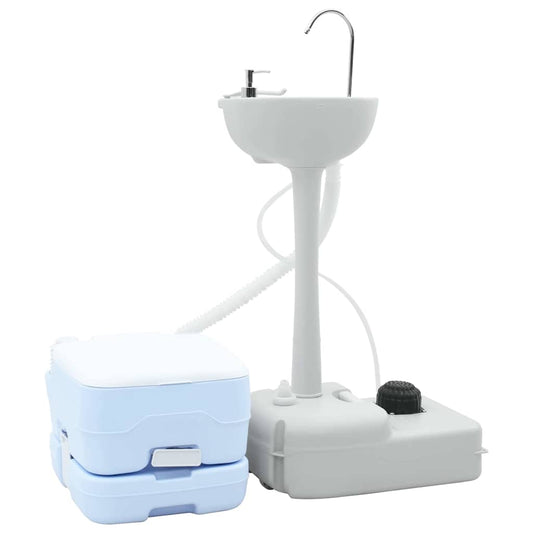 Kemping WC Készlet 2 pcs Kék és Fehér Magas sűrűségű Polietilén