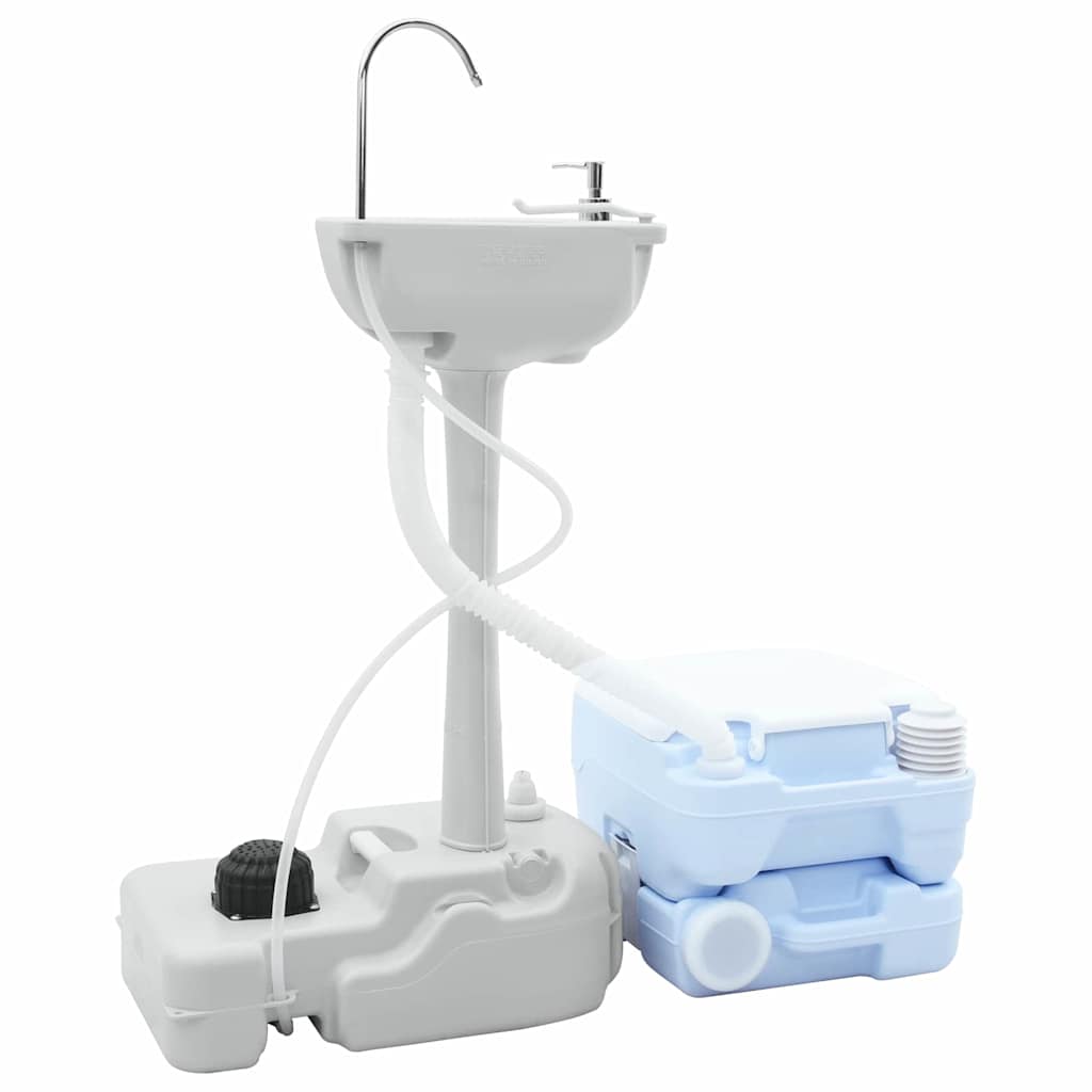 Kemping WC Készlet 2 pcs Kék és Fehér Magas sűrűségű Polietilén