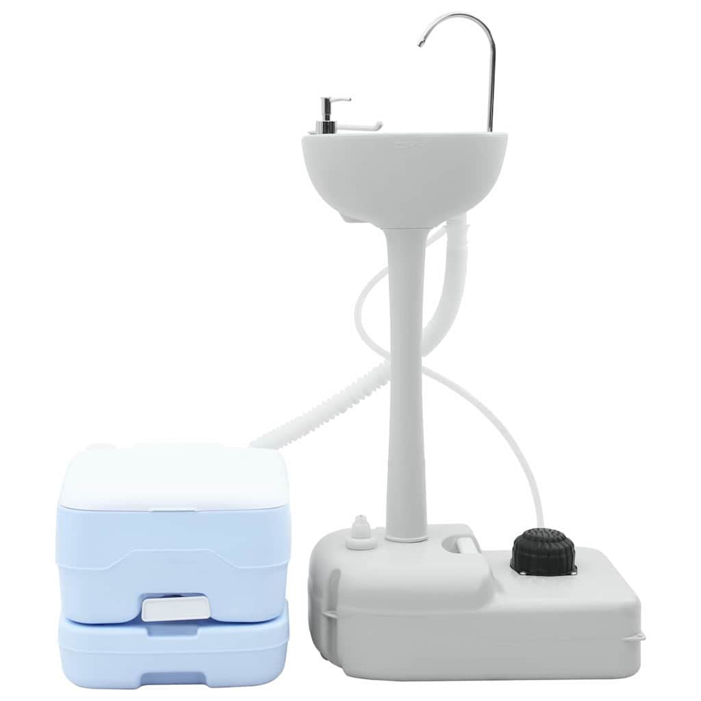 Kemping WC Készlet 2 pcs Kék és Fehér Magas sűrűségű Polietilén