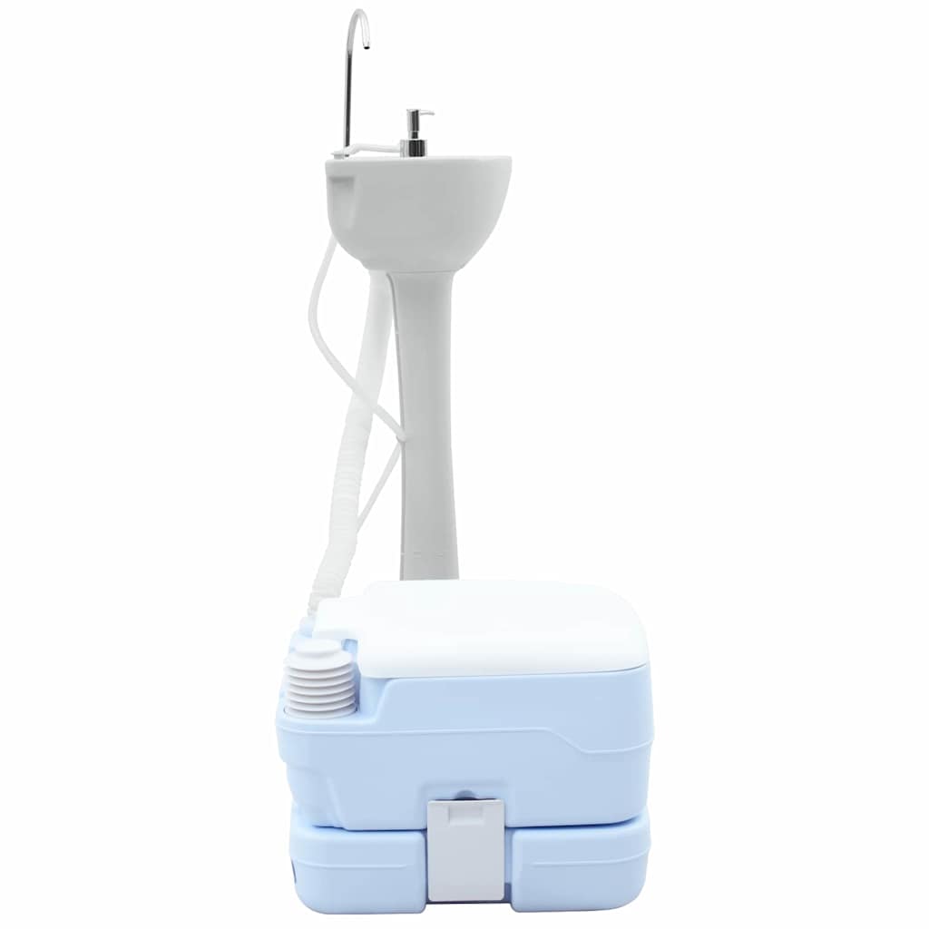 Kemping WC Készlet 2 pcs Kék és Fehér Magas sűrűségű Polietilén