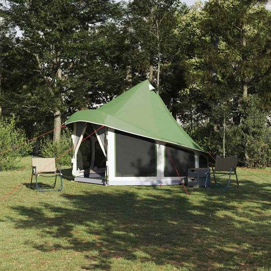 Tipi sátor tetővel tárolóval Zöld 404 x 370 x 270 cm taft
