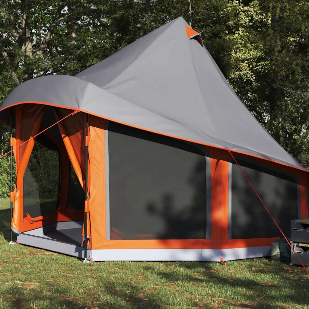 Tipi sátor tetővel Szürke és narancs 404 x 370 x 270 cm taft