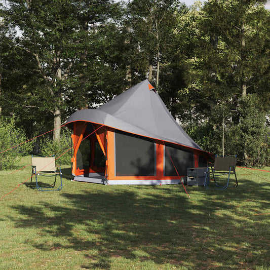 Tipi sátor tetővel Szürke és narancs 404 x 370 x 270 cm taft