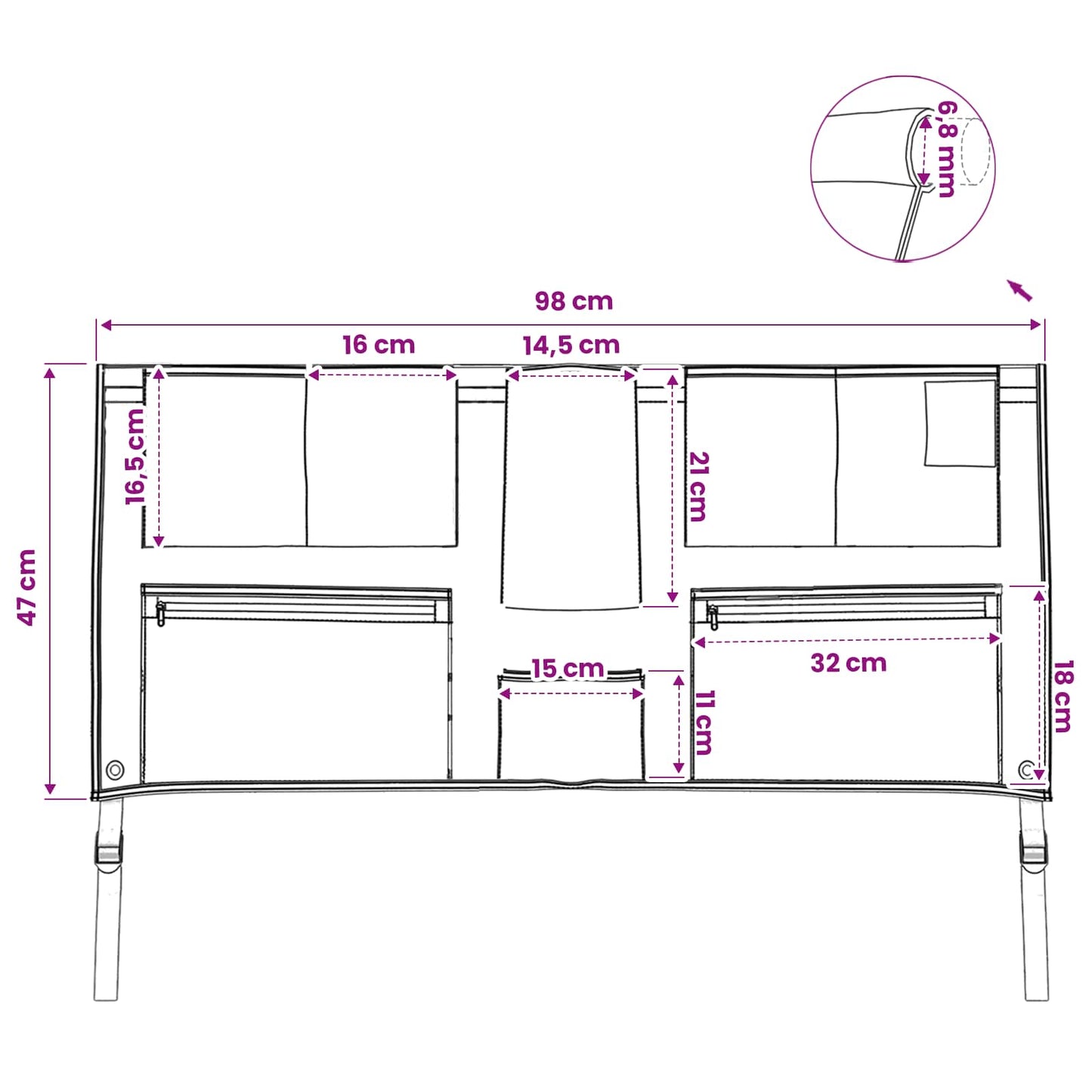 Tárolótáska tárolóval Fekete és Kék 98 x 47 cm oxford
