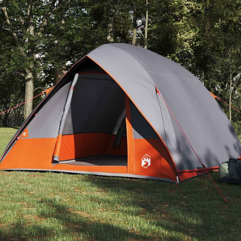 Kempingssátor tetővel Szürke és narancs 320 x 275 x 190 cm taft