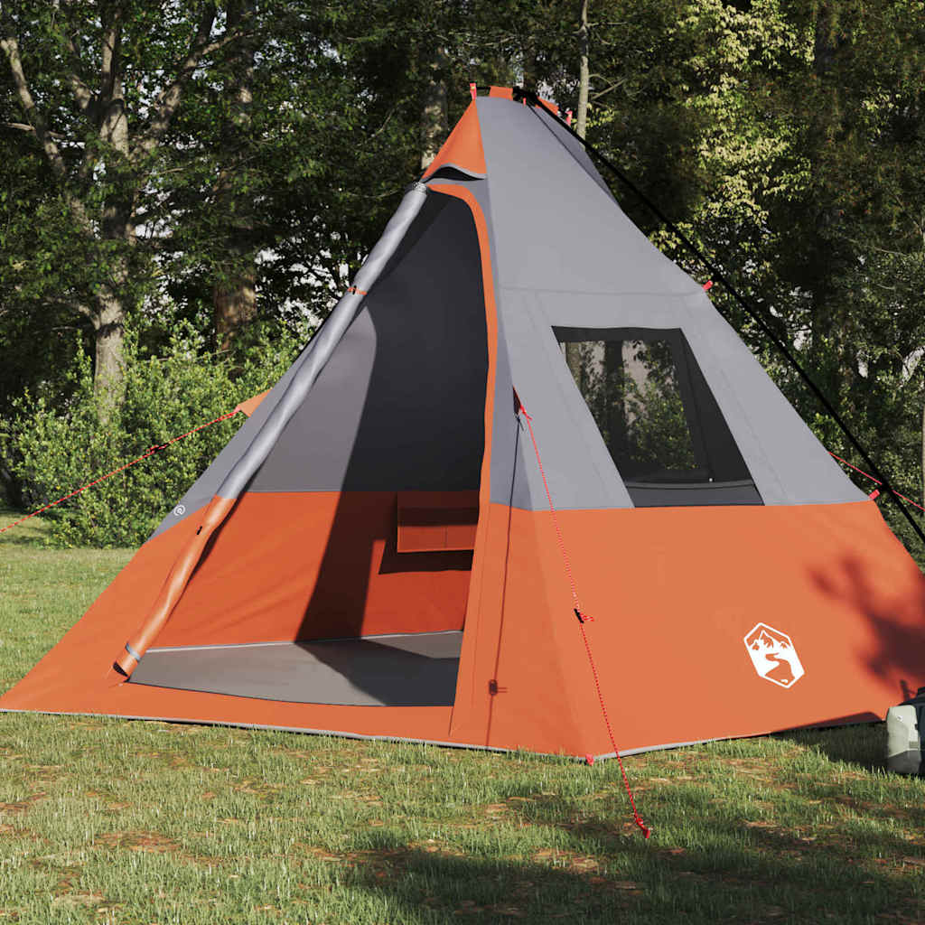 Tipi sátor tetővel Szürke és narancs 383 x 338 x 217 cm taft