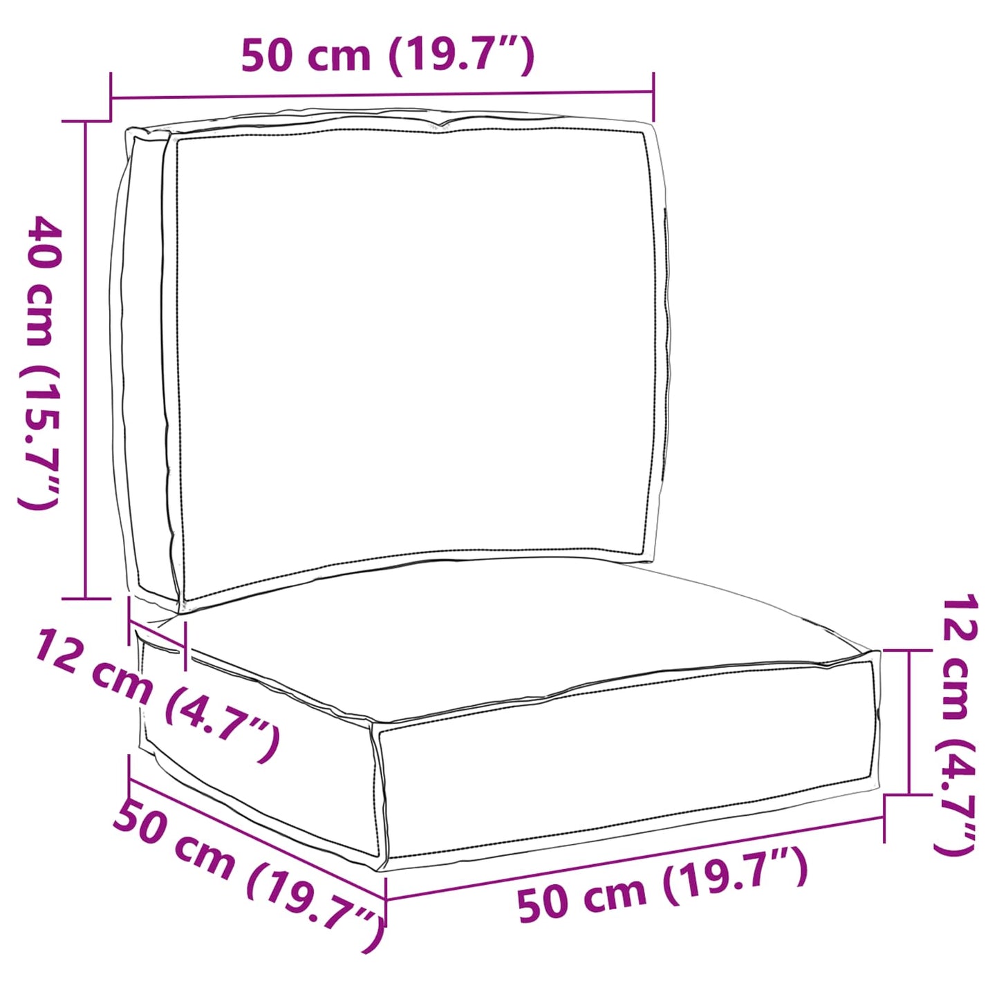 Raklap párna készlet 2 pcs Szürke 50 x 50 x 12 cm Oxford Szövet
