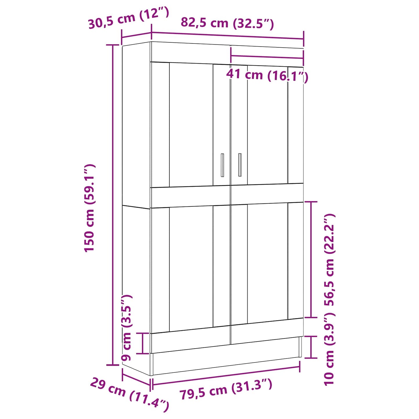Könyvespolc 4 szintes 82,5 x 30,5 x 150 cm Szerelt Fa