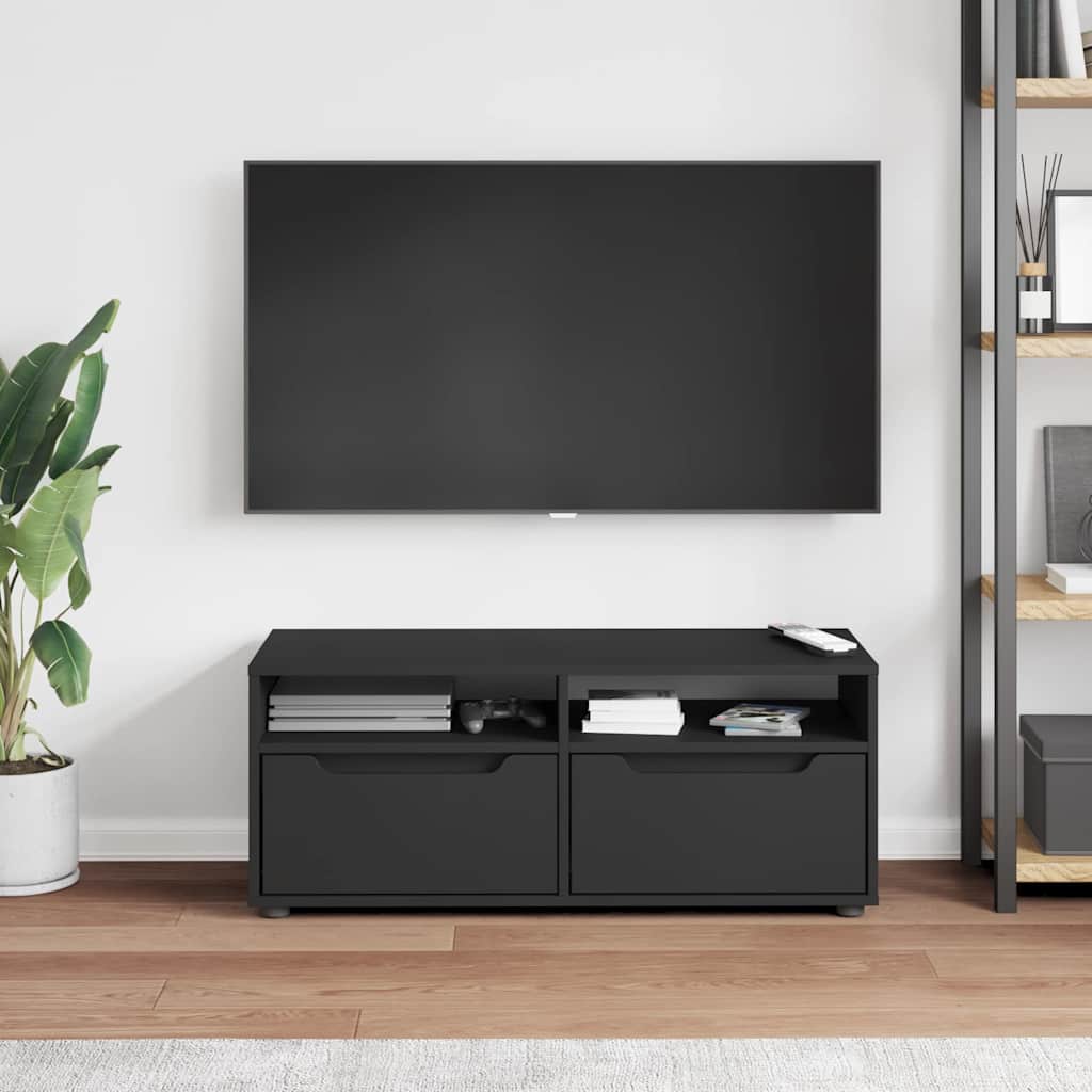 VISNES fekete szerelt fa TV-szekrény 100x40x38 cm