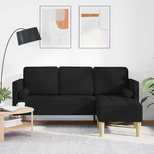 Kanapé Szett párnával Fekete 173 x 131 x 67 cm Poliészter