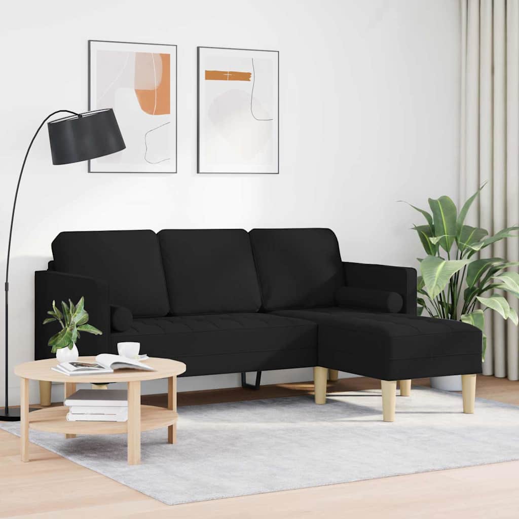 Kanapé Szett párnával Fekete 173 x 131 x 67 cm Poliészter
