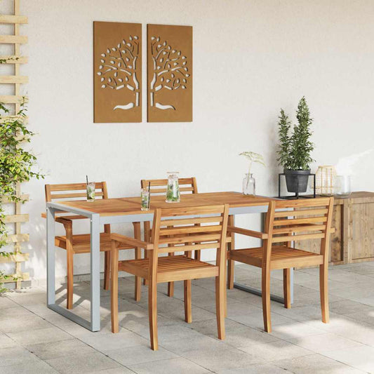 Kerti Étkezőasztal Szürke 160 x 80 x 75 cm Tömör Akácfa