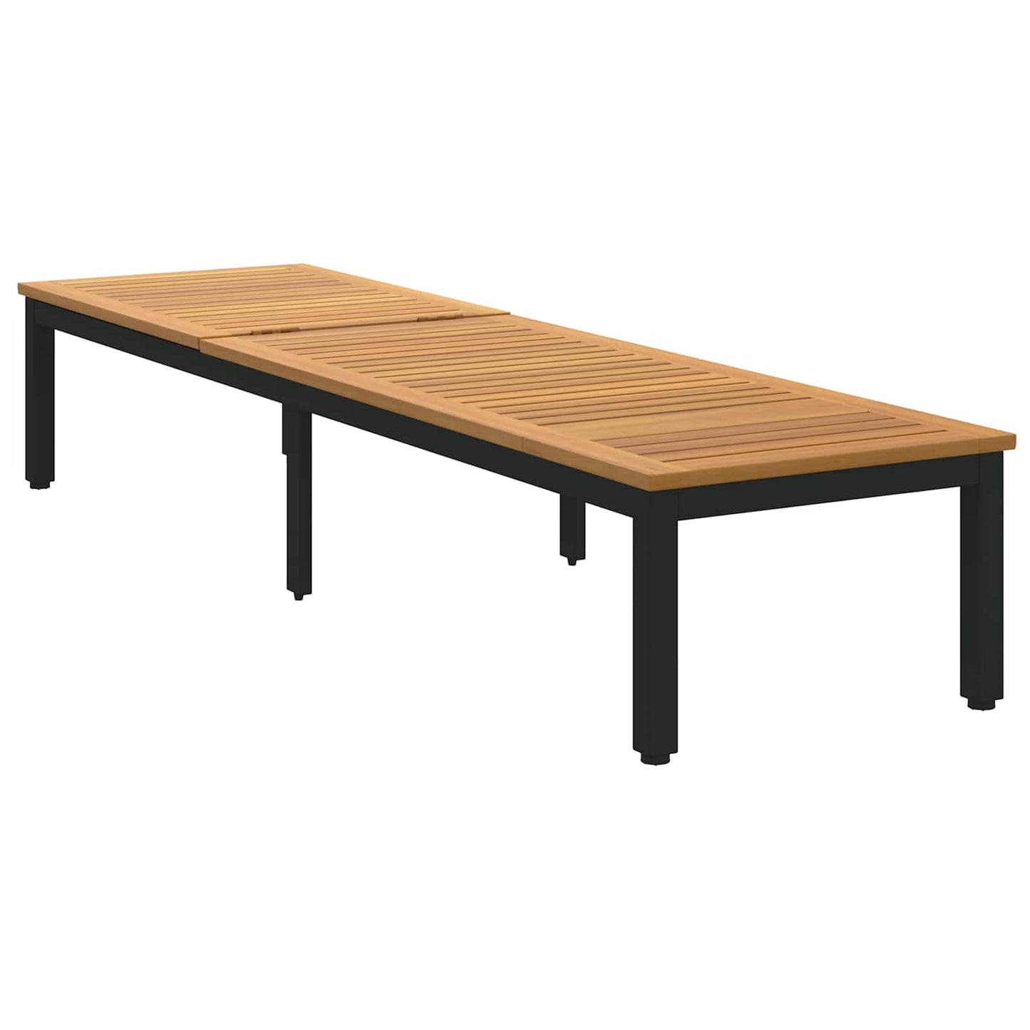 Napozóágy Fekete 200 x 55 x 35 cm Tömör Akácfa