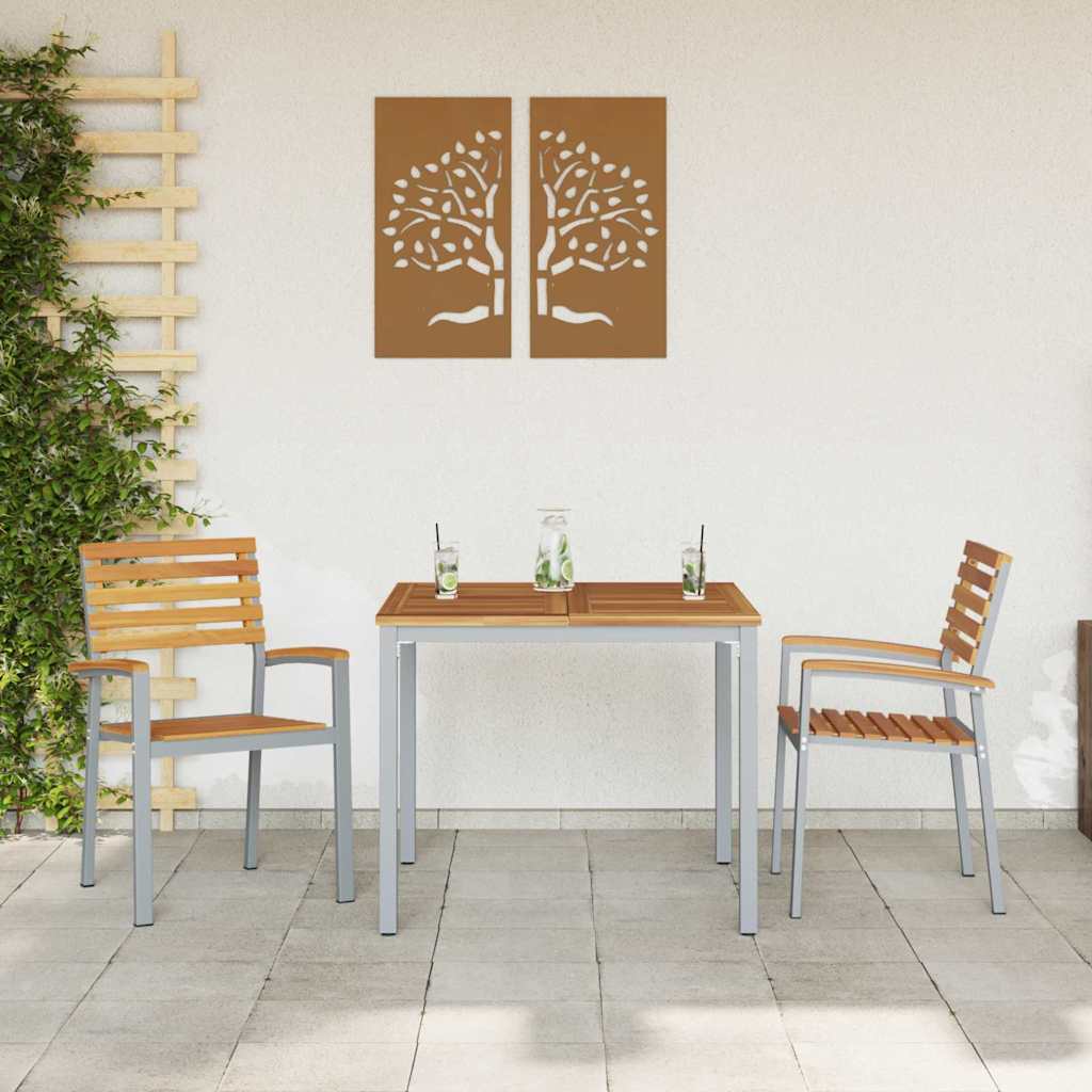 Kerti Szék 2 pcs Barna 56 x 57 x 87 cm Tömör Akácfa