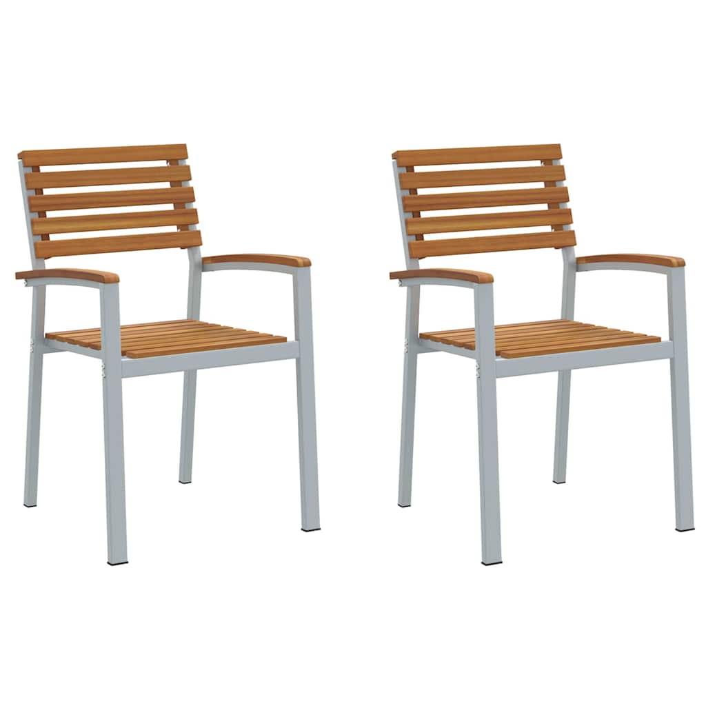 Kerti Szék 2 pcs Barna 56 x 57 x 87 cm Tömör Akácfa