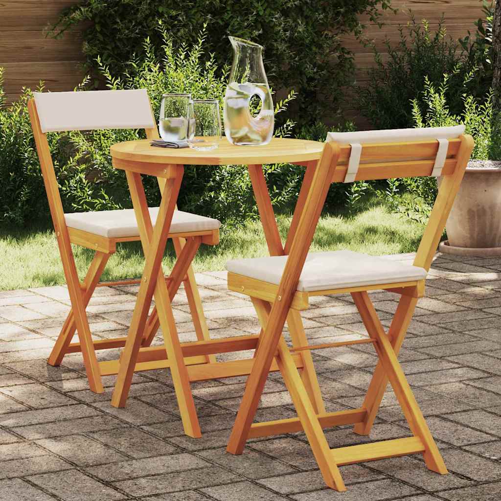 Kert étkező szett párnával 3 pcs Olaj Természetes Tömör Akácfa