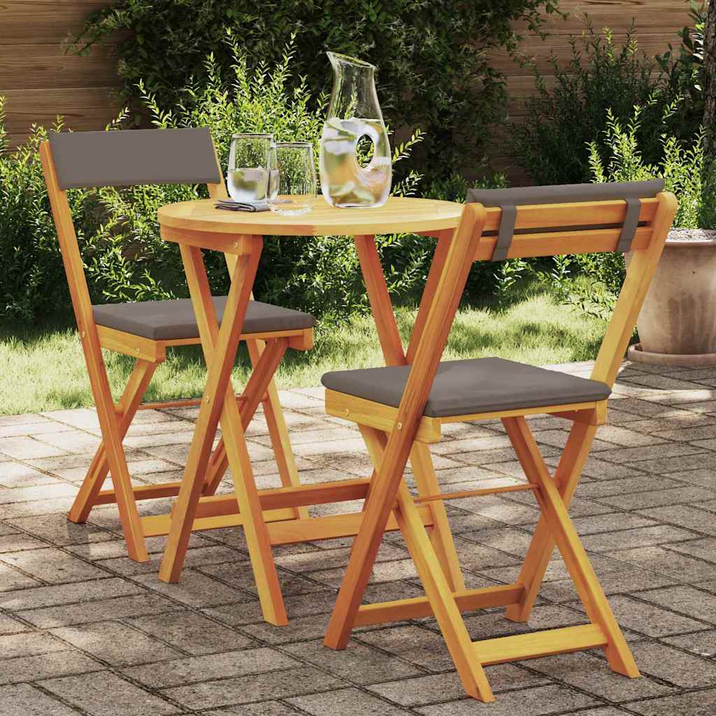 Kert étkező szett párnával 3 pcs Olaj Természetes Tömör Akácfa
