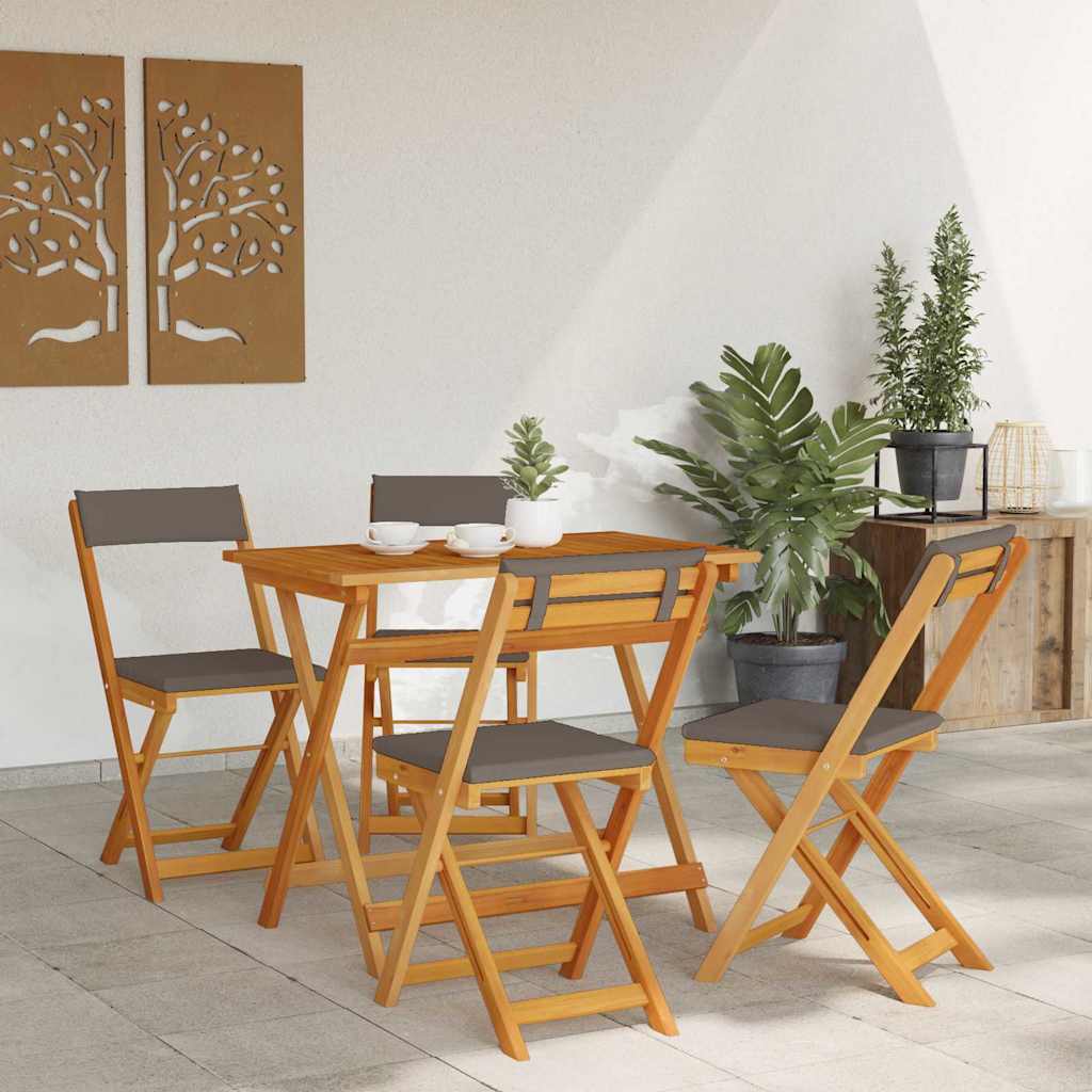 Bisztró készlet párnával 5 pcs Olaj Természetes Tömör Akácfa