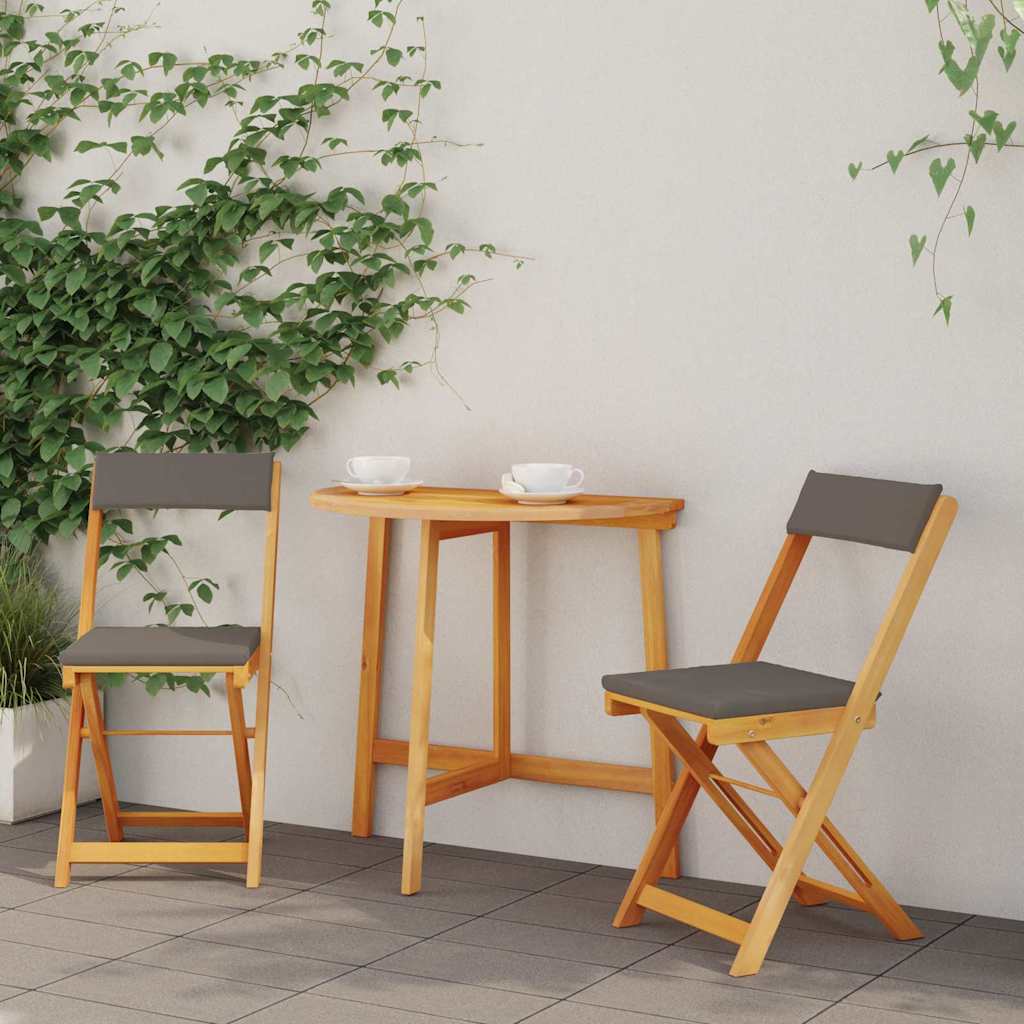 Bisztró készlet párnával 3 pcs Olaj Természetes Tömör Akácfa