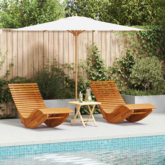 Fekvőszék 2-személy 2 pcs Barna 154 x 60 x 74 cm Tömör Akácfa