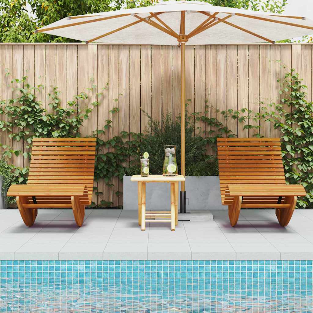 Fekvőszék 2-személy 2 pcs Barna 154 x 60 x 74 cm Tömör Akácfa