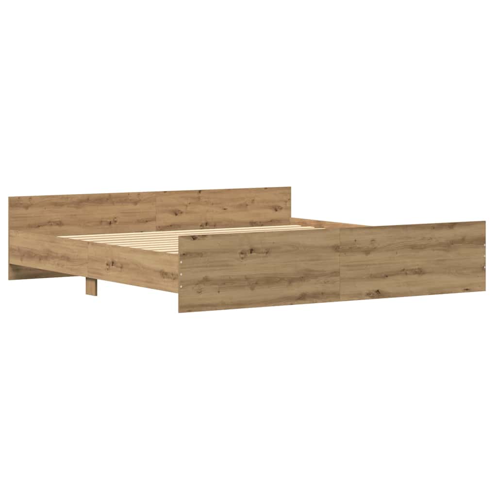 Ágykeret fejtámlával Artisan tölgy 203 x 203 x 50 cm Szerelt Fa
