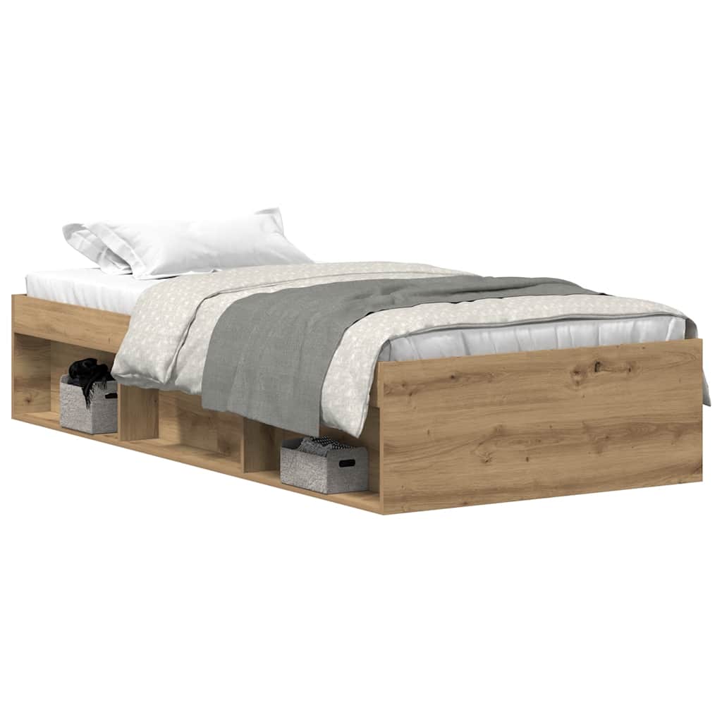 kézműves tölgy szerelt fa ágykeret matrac nélkül 75x190 cm