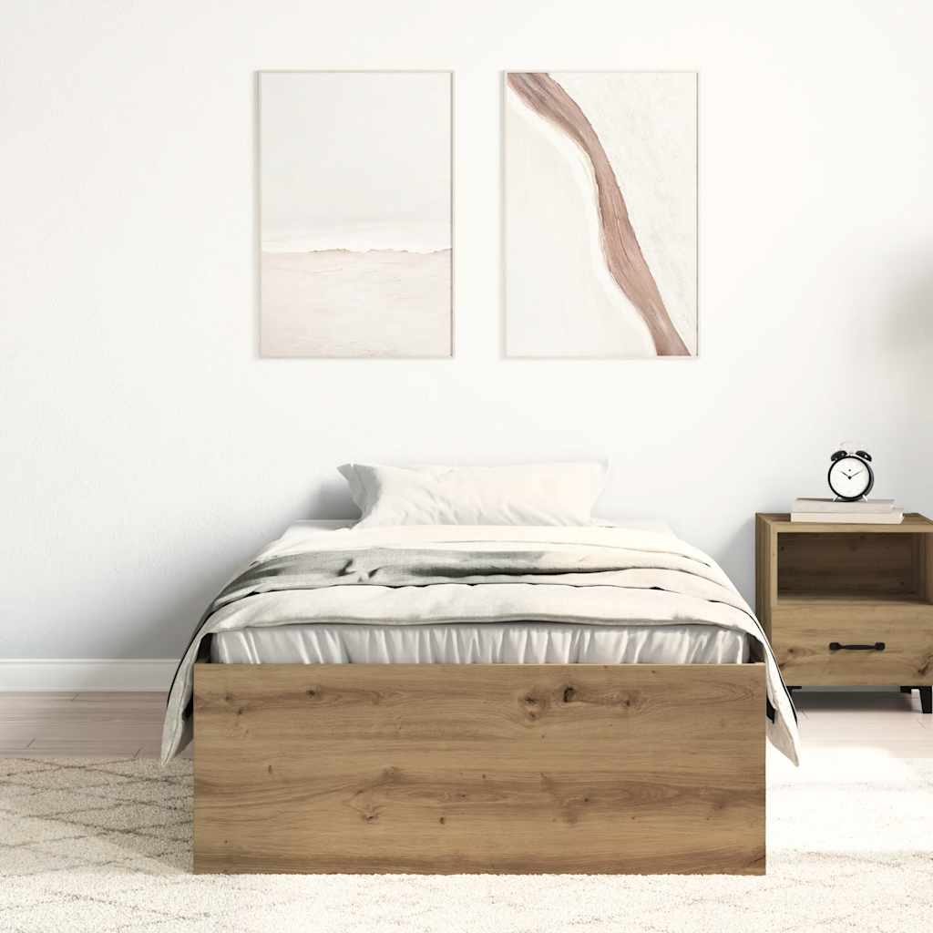 kézműves tölgy szerelt fa ágykeret matrac nélkül 75x190 cm