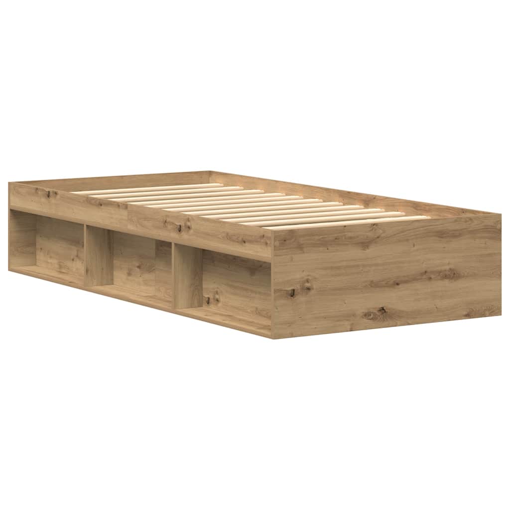 kézműves tölgy szerelt fa ágykeret matrac nélkül 75x190 cm