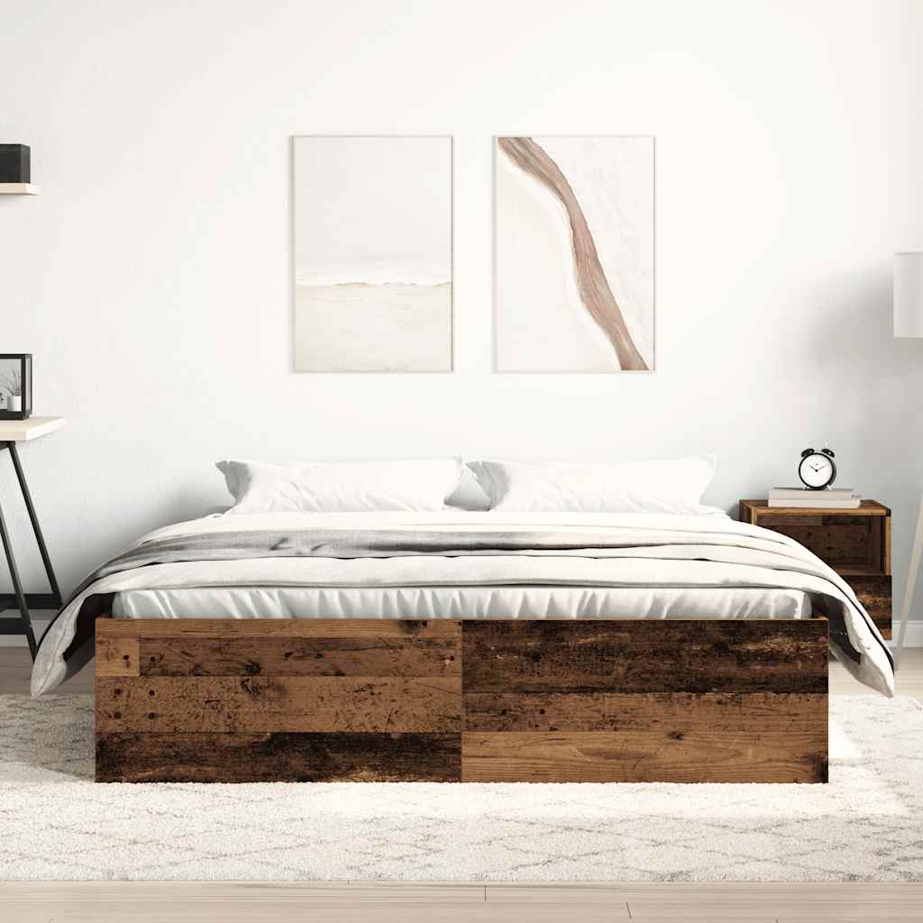 antik fa szerelt fa ágykeret matrac nélkül 150x200 cm