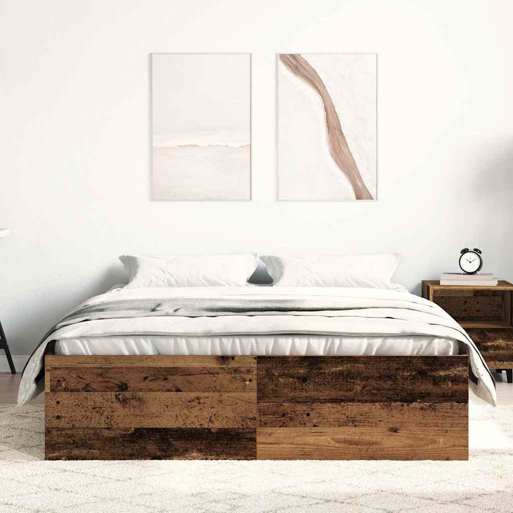 antik fa szerelt fa ágykeret matrac nélkül 135x190 cm