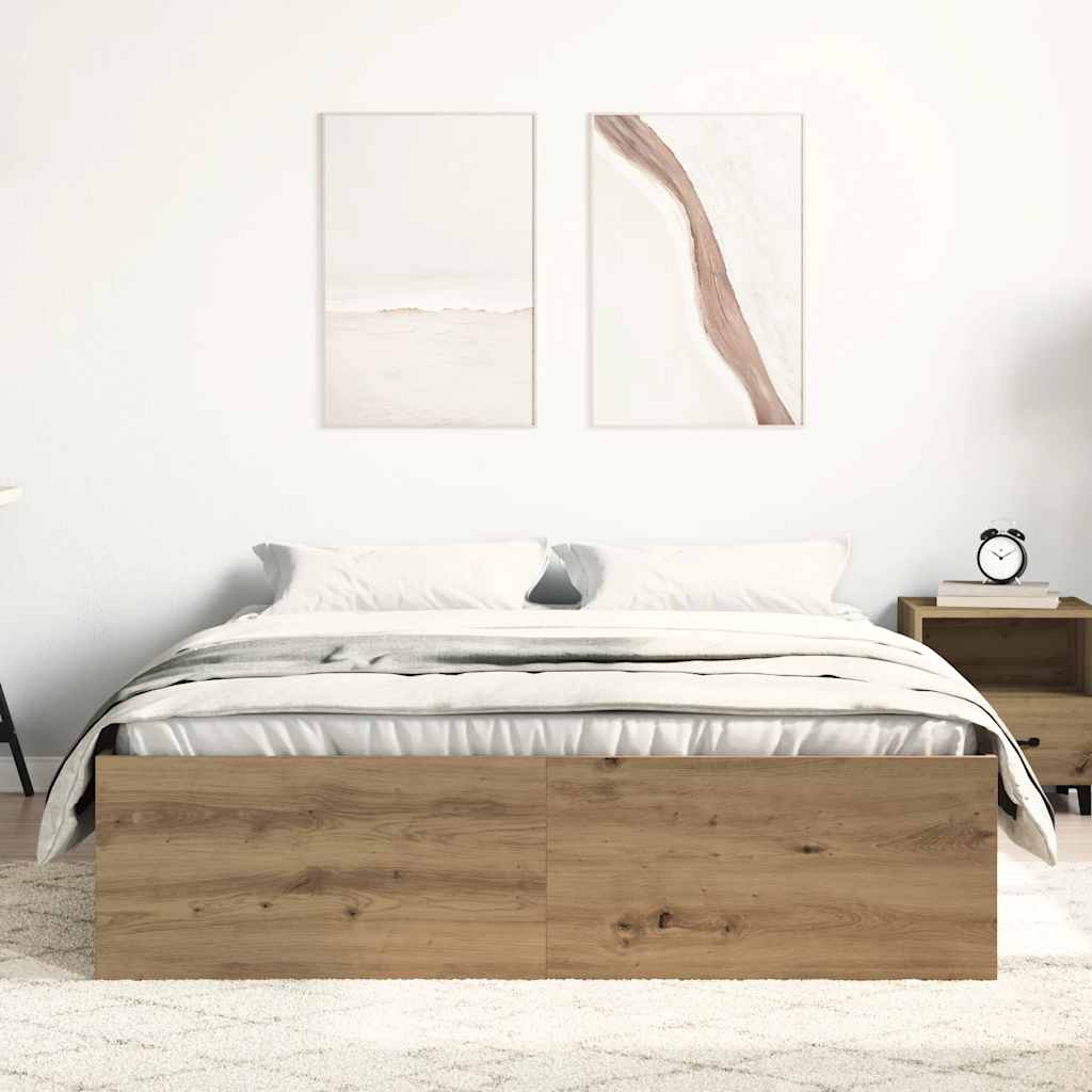 kézműves tölgy szerelt fa ágykeret matrac nélkül 135x190 cm