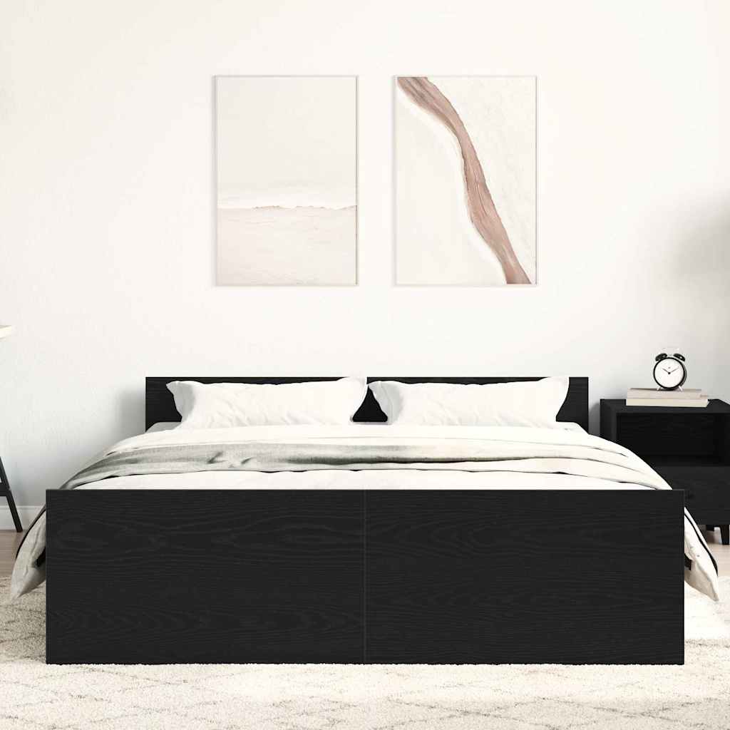 fekete tölgy színű szerelt fa ágykeret matrac nélkül 120x200 cm