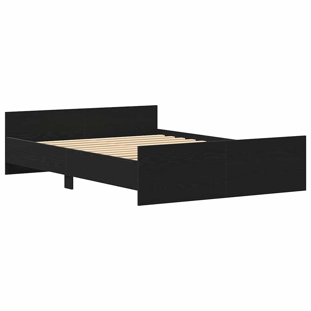fekete tölgy színű szerelt fa ágykeret matrac nélkül 140x200 cm