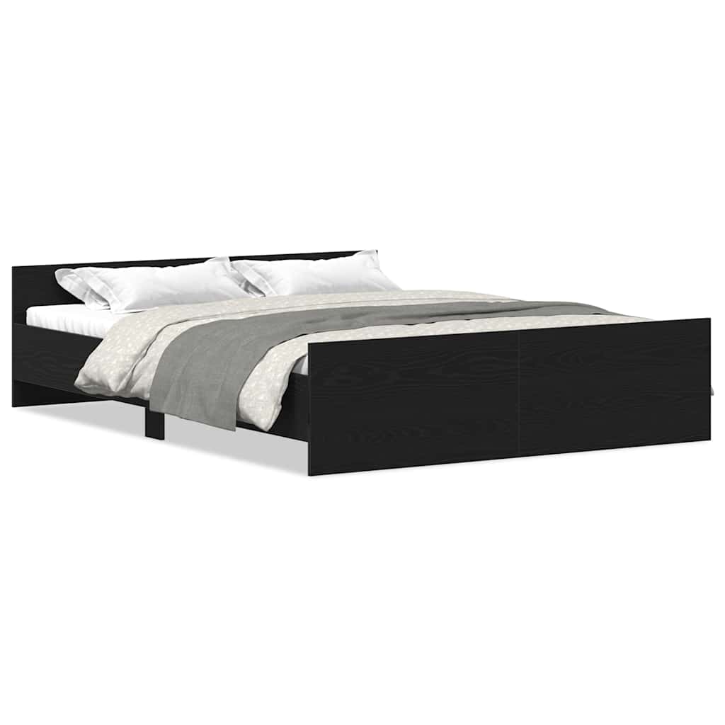 fekete tölgy színű szerelt fa ágykeret matrac nélkül 150x200 cm