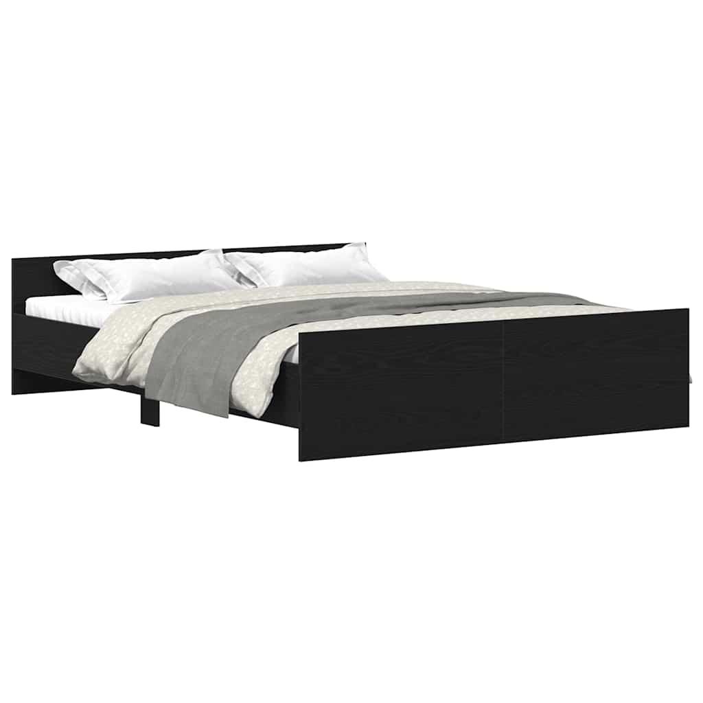 fekete tölgy színű szerelt fa ágykeret matrac nélkül 150x200 cm