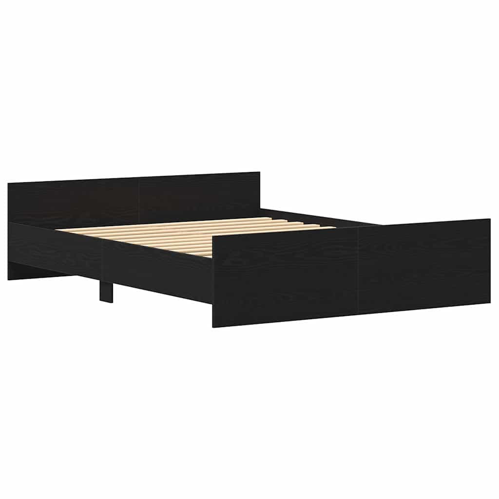 fekete tölgy színű szerelt fa ágykeret matrac nélkül 150x200 cm