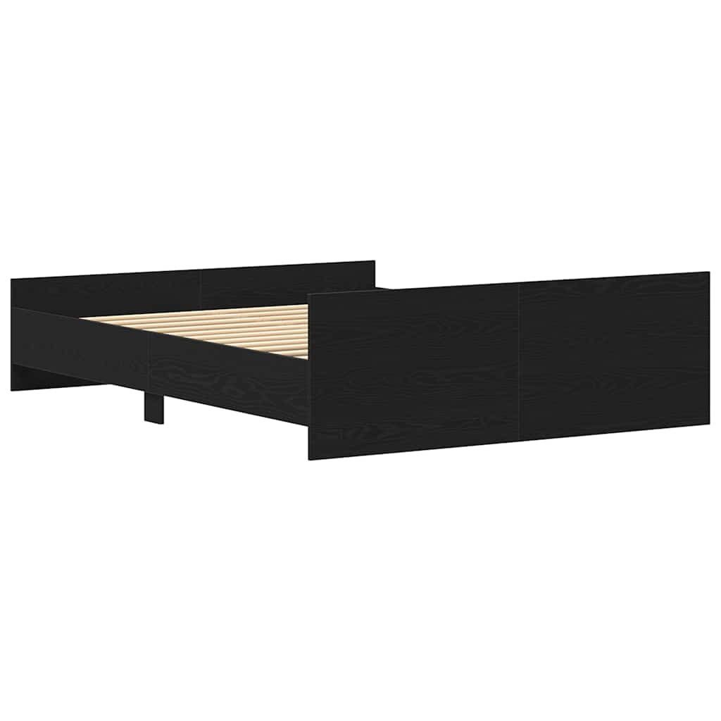 fekete tölgy színű szerelt fa ágykeret matrac nélkül 150x200 cm