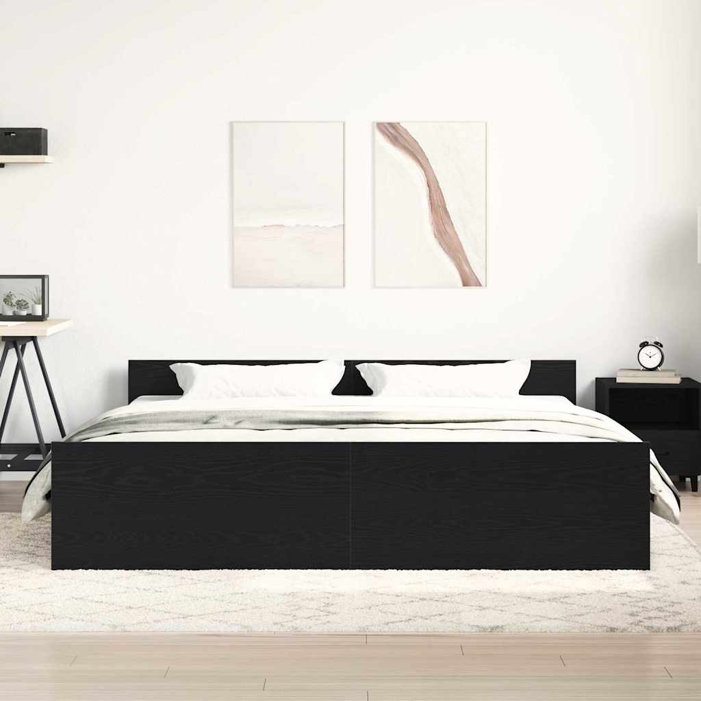 fekete tölgyfa ágykeret matrac nélkül 180 x 200 cm