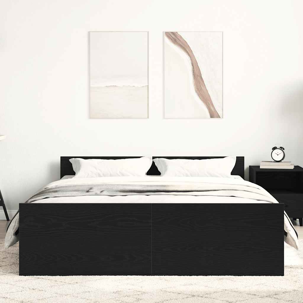 fekete tölgy színű szerelt fa ágykeret matrac nélkül 120x190 cm