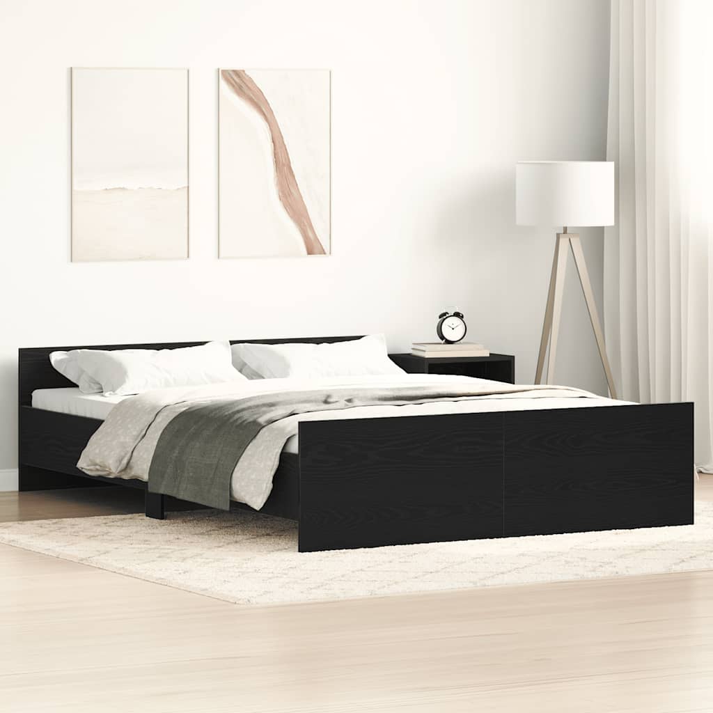 fekete tölgy színű szerelt fa ágykeret matrac nélkül 120x190 cm