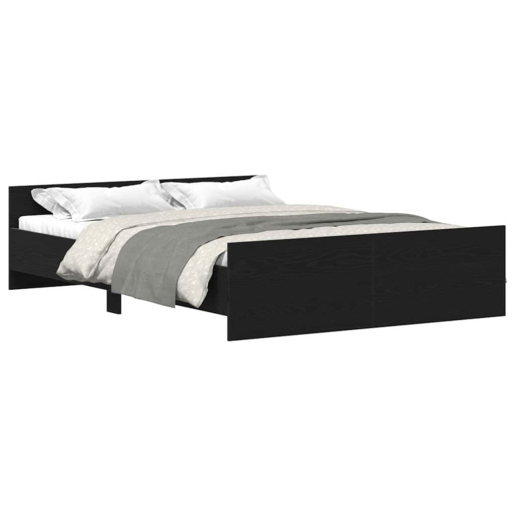 fekete tölgy színű szerelt fa ágykeret matrac nélkül 140x190 cm
