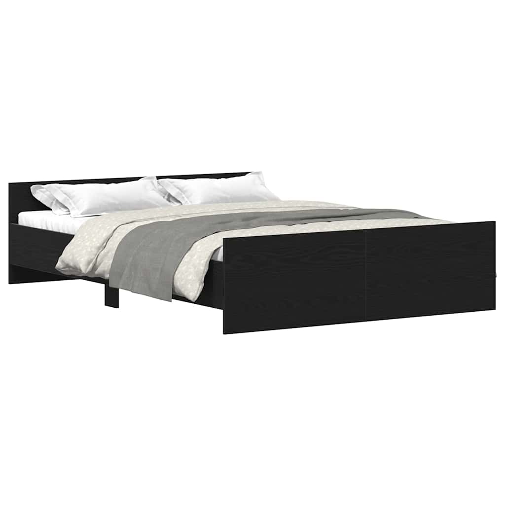 fekete tölgy szerelt fa ágykeret matrac nélkül 135x190 cm