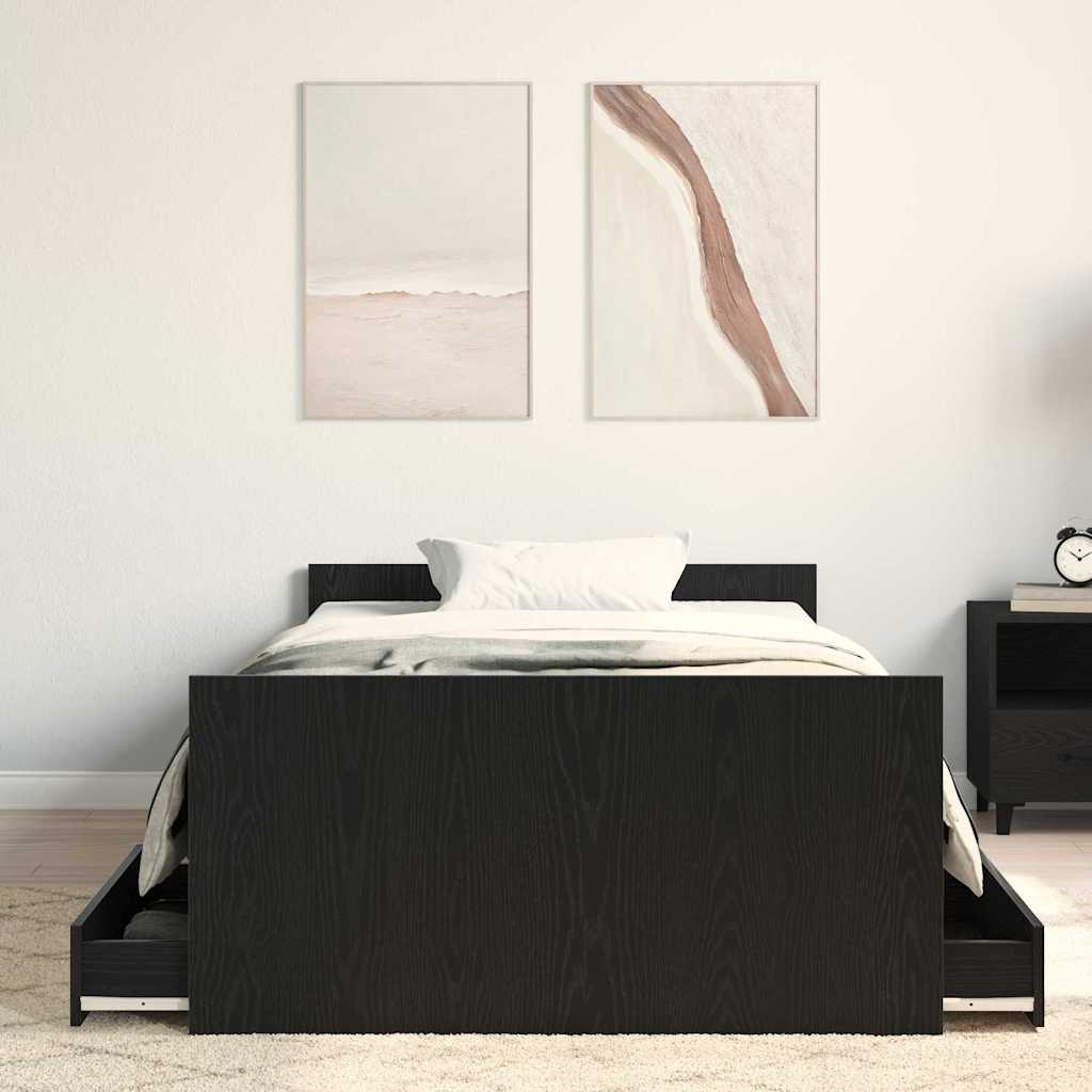 Ágykeret fiókkal Fekete tölgy 193 x 93 x 50 cm Szerelt Fa