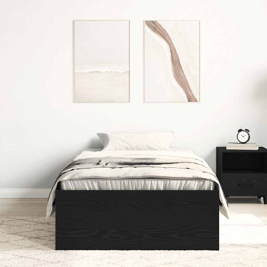 fekete tölgy színű szerelt fa ágykeret matrac nélkül 90x200 cm