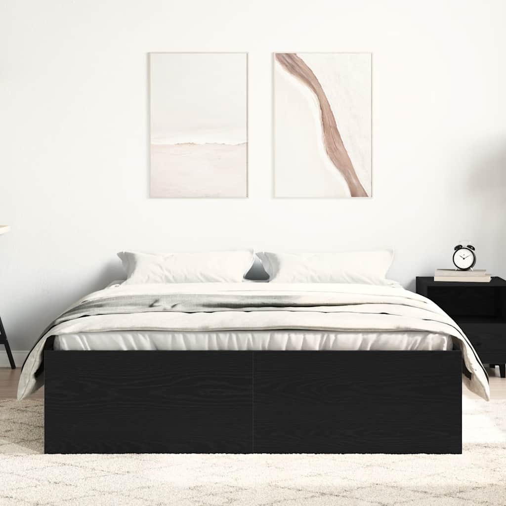 fekete tölgy színű szerelt fa ágykeret matrac nélkül 120x200 cm