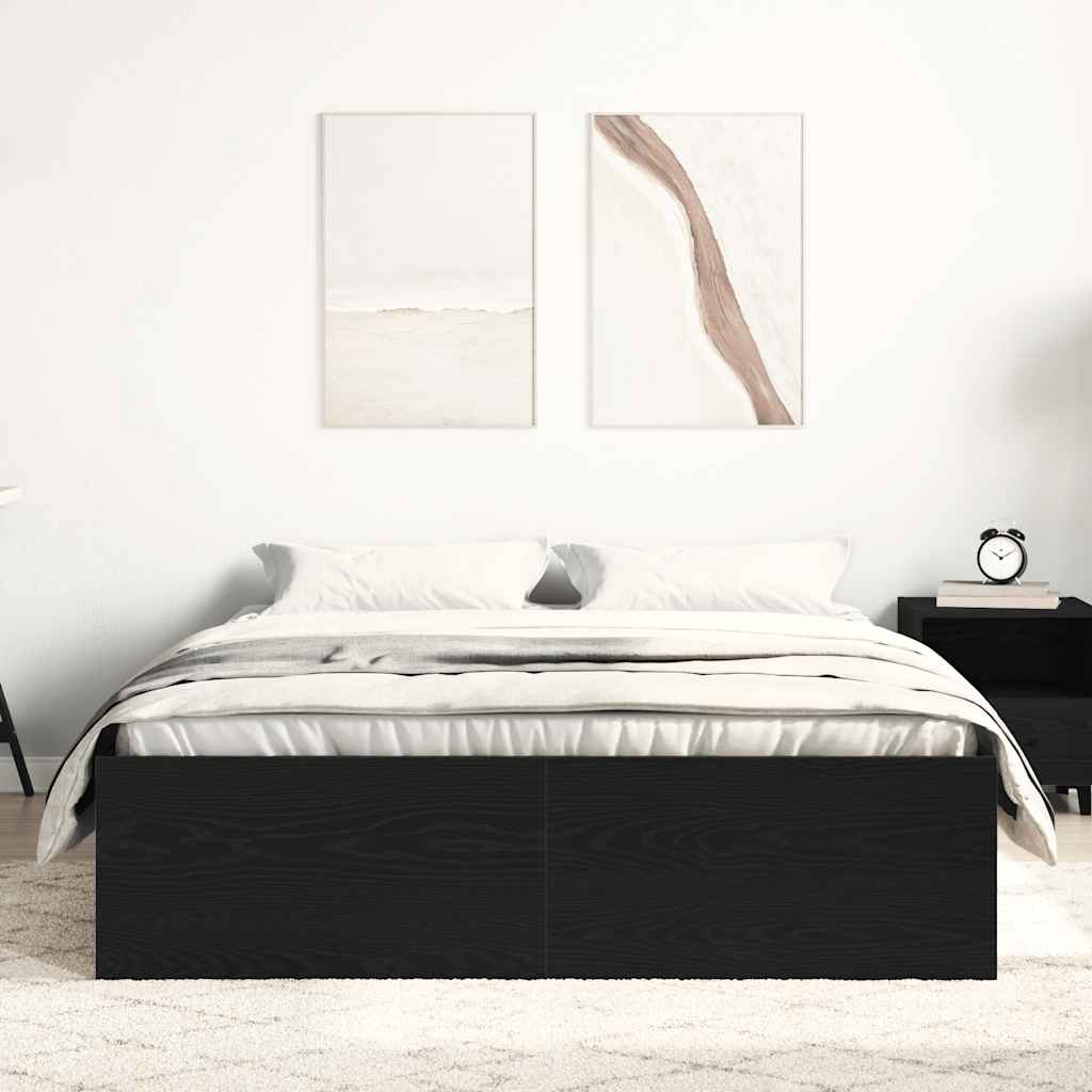 fekete tölgy színű szerelt fa ágykeret matrac nélkül 120x190 cm