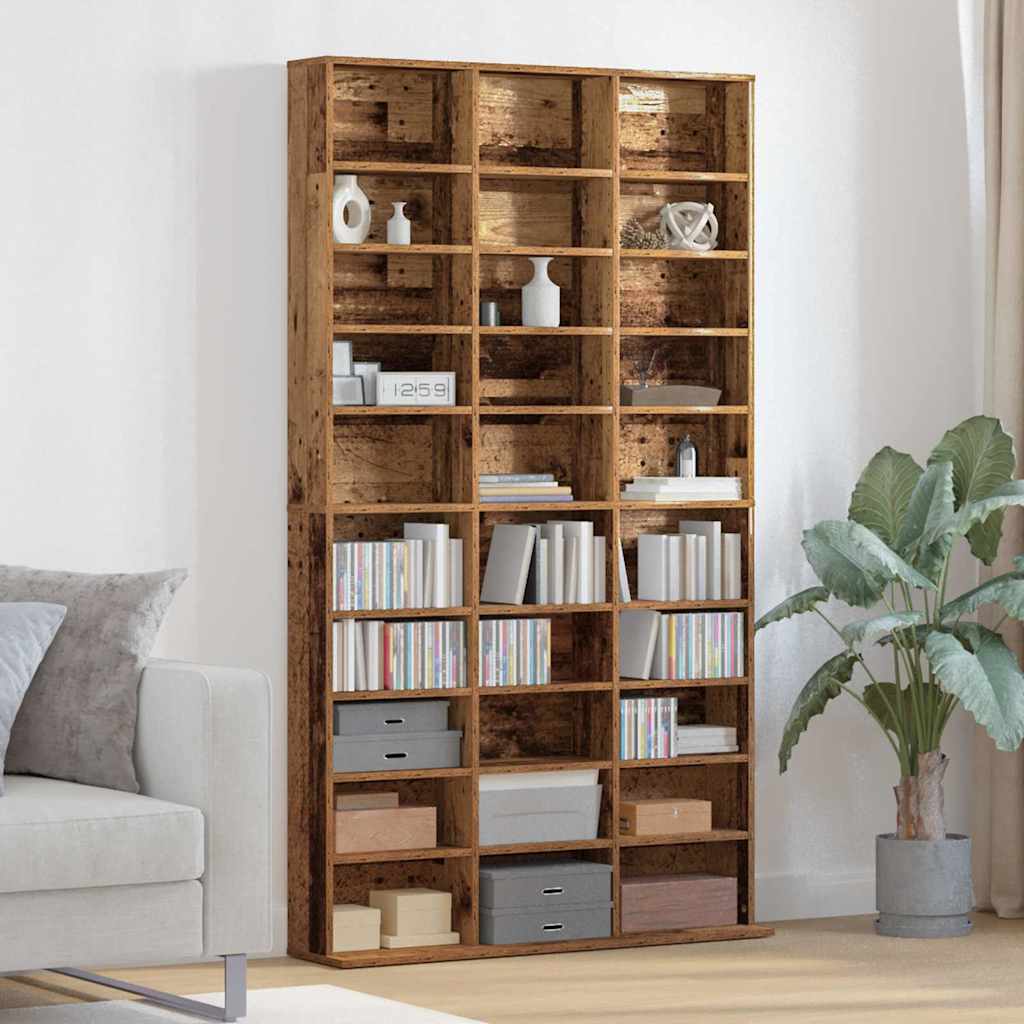 CD szekrény polcokkal Régi fa 101 x 23 x 177,5 cm Faanyag
