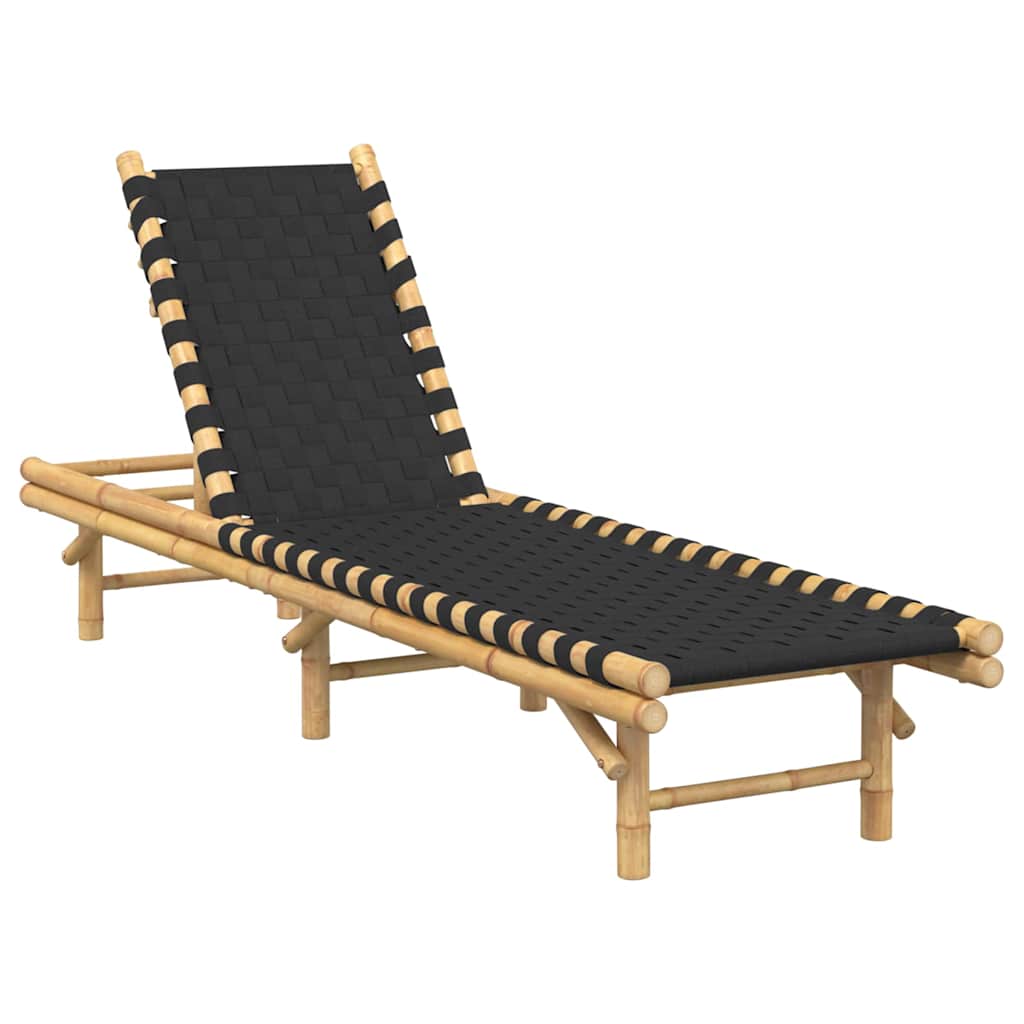 fekete szövött bambusz napozóágy 55 x 200 x 30 cm
